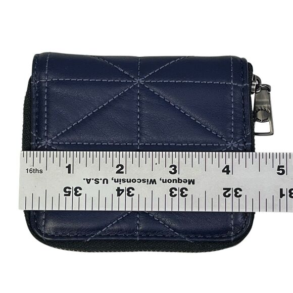 COACH Small Zip Around Wallet Card Case With Quilting Blue - Picture 7 of 8